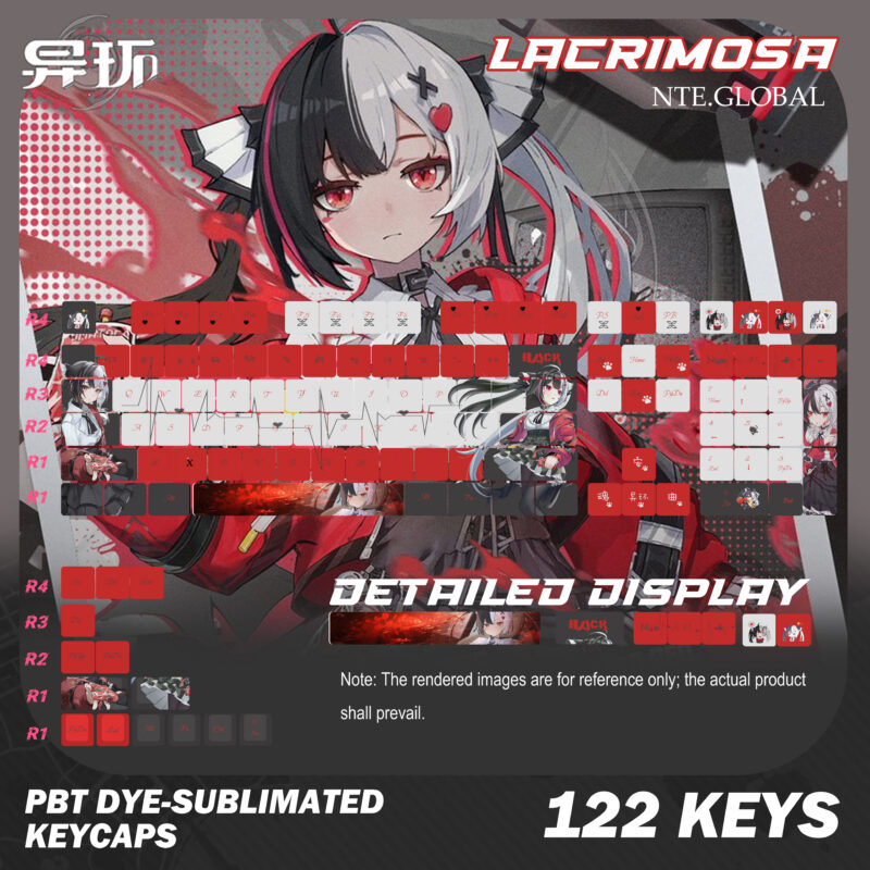 NTE Lacrimosa Inspired Mechanical Keyboard and Keycap Set - Custom Gaming Peripherals