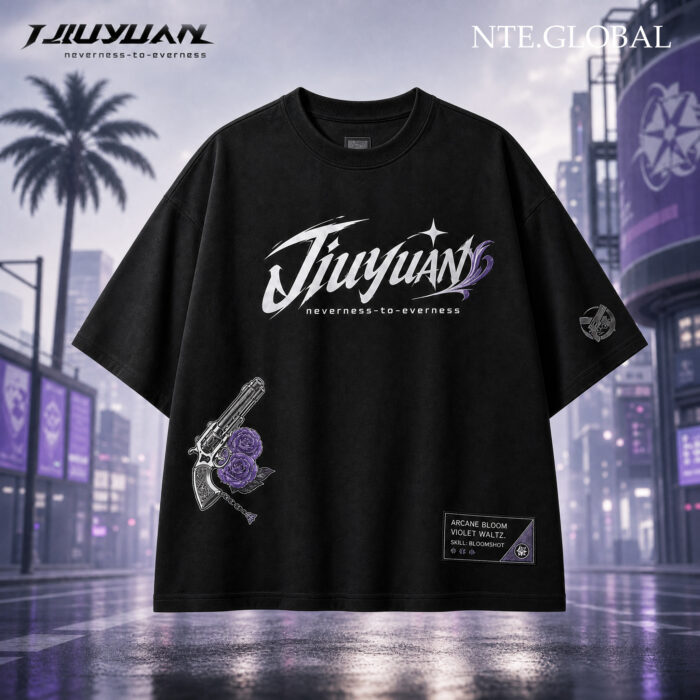 Jiuyuan NTE T-Shirt Violet Waltz Arcane Bloom Urban Pop Streetwear 구원 이환 굿즈 Neverness to Everness グッズ nte.global