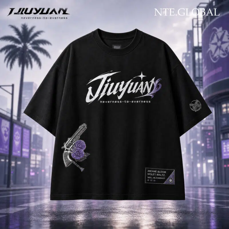 Jiuyuan NTE T-Shirt Violet Waltz Arcane Bloom Urban Pop Streetwear 구원 이환 굿즈 Neverness to Everness グッズ nte.global