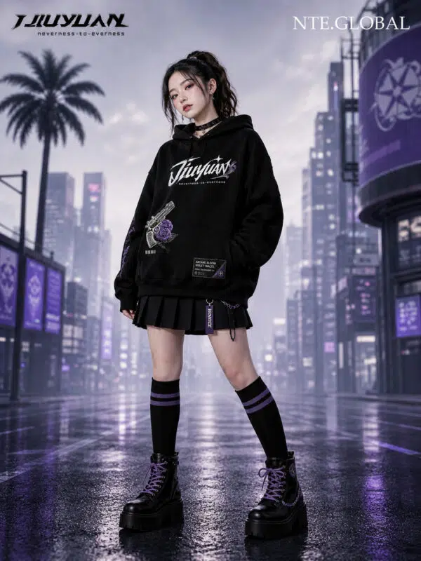 Jiuyuan NTE Violet Waltz Arcane Bloom Hoodie Streetwear 구원 이환 굿즈 Neverness to Everness グッズ nte.global