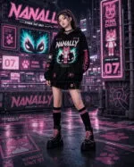 Neverness to Everness (NTE) Nanally “Pink Chaos” Urban-Pop Hoodie – Cyber Cat Unit Edition | nte.global