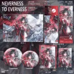 NTE Neverness to Everness Hotori Qianshan Snow Merch Set – Badge, Polaroid Card, Postcard & Holographic Ticket