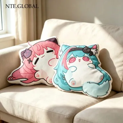 NTE Neverness to Everness Mint & Nanally Chibi Cat Plush Pillow – Cute Anime Cushion Gift Neverness to Everness グッズ NTE グッズ 이환 굿즈 | nte.global