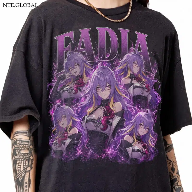 NTE Fadia "Noir Violet" Vintage Heavyweight Tee – Oversized Streetwear Edition | 파디아 이환 굿즈 | nte.global
