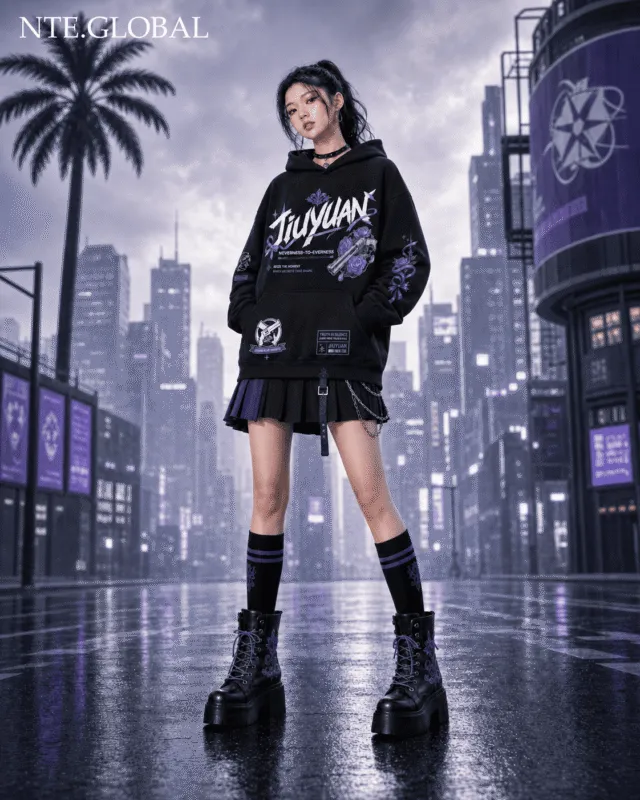Jiuyuan NTE Silent Truth Hoodie Seize the Moment Streetwear 구원 이환 굿즈 Neverness to Everness グッズ nte.global