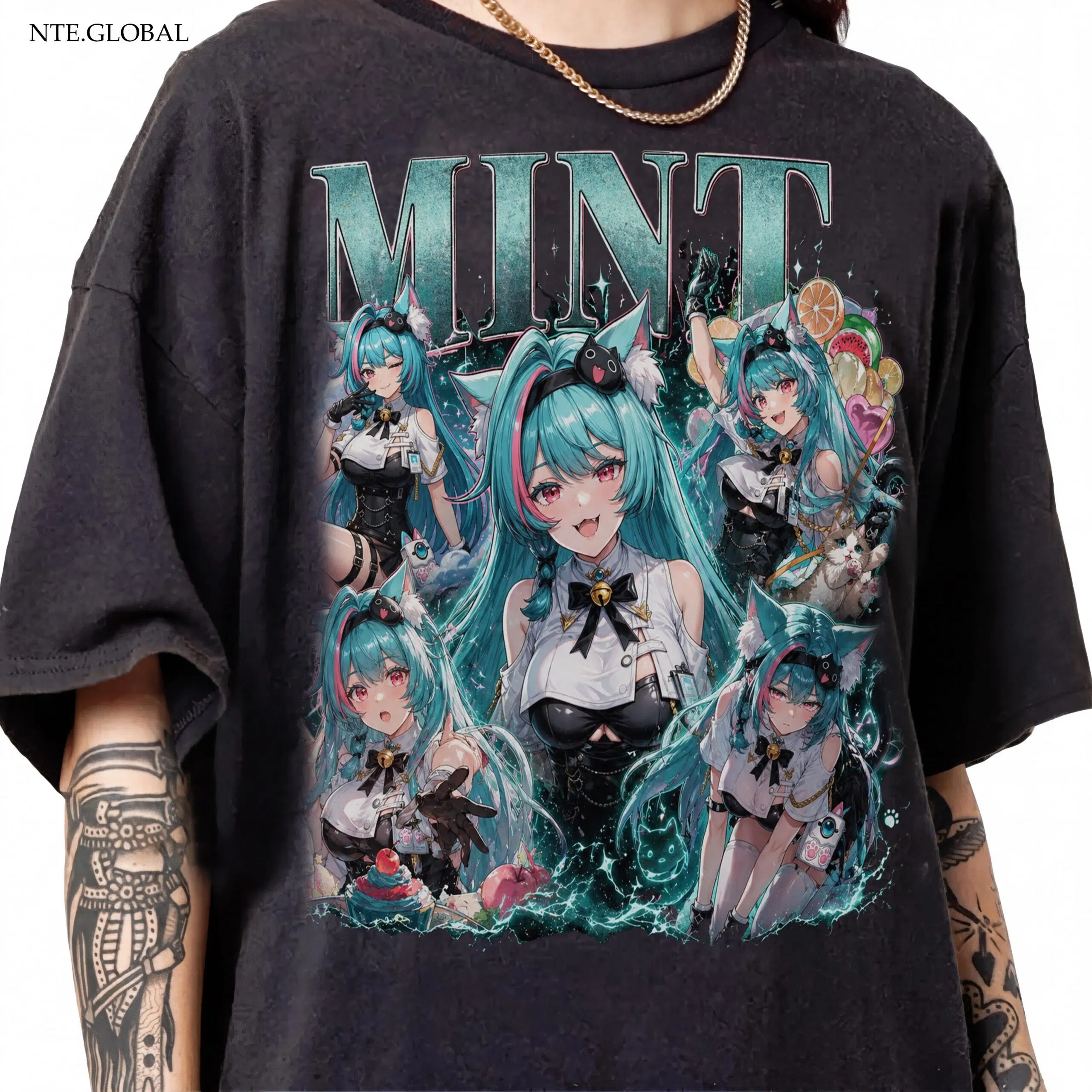 Neverness to Everness (NTE) Mint "Vintage Bootleg" Graphic T-Shirt – Retro Streetwear Edition | nte.global
