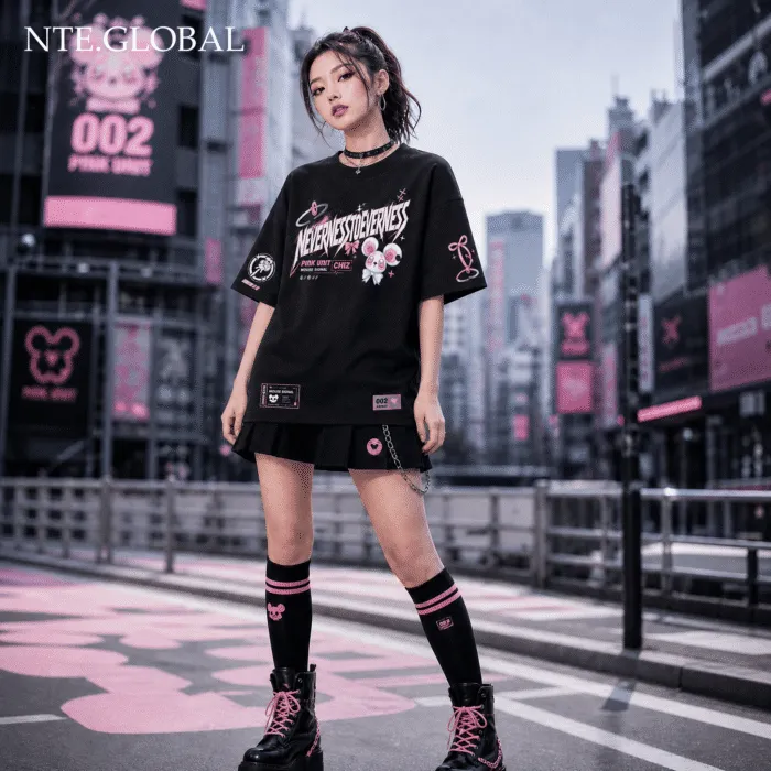 Chiz NTE Pink Unit 002 T-Shirt Mouse Signal Streetwear 치즈 이환 굿즈 nte.global