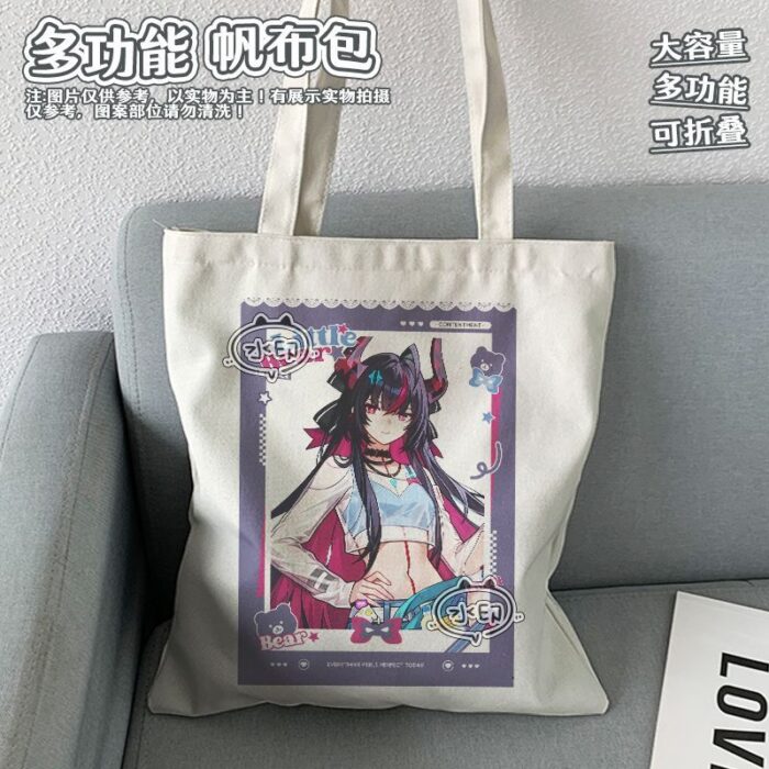 NTE GS25 Lacrimosa Shinku Chiz Mint Canvas Tote Bag | nte.global NTE グッズ 이환 굿즈 | Mint, NTE 민트, NTE ミント, Lacrimosa, NTE 라크리모사, NTE ラクリモーサ, Chiz, NTE 치즈, NTE ちいちゃん, Shinku, NTE 真紅