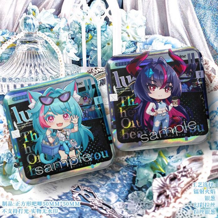 NTE GS25 Shinku Mint Lacrimosa Chiz Square Badge | nte.global NTE グッズ 이환 굿즈 | Mint, NTE 민트, NTE ミント, Lacrimosa, NTE 라크리모사, NTE ラクリモーサ, Chiz, NTE 치즈, NTE ちいちゃん, Shinku, NTE 真紅