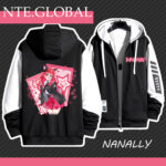 Neverness to Everness Nanally hooded jacket. Polyester zip-up casual anime merch with star prints. Perfect gift for NE anime fans |  | nte.global