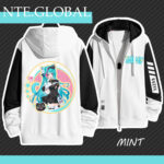Neverness to Everness Mint windbreaker jacket. Polyester zip-up perfect for spring autumn casual wear, unique anime merch | | nte.global