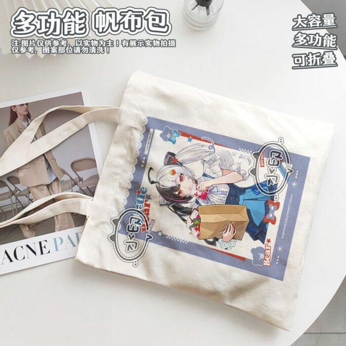 NTE GS25 Lacrimosa Shinku Chiz Mint Canvas Tote Bag | nte.global NTE グッズ 이환 굿즈 | Mint, NTE 민트, NTE ミント, Lacrimosa, NTE 라크리모사, NTE ラクリモーサ, Chiz, NTE 치즈, NTE ちいちゃん, Shinku, NTE 真紅