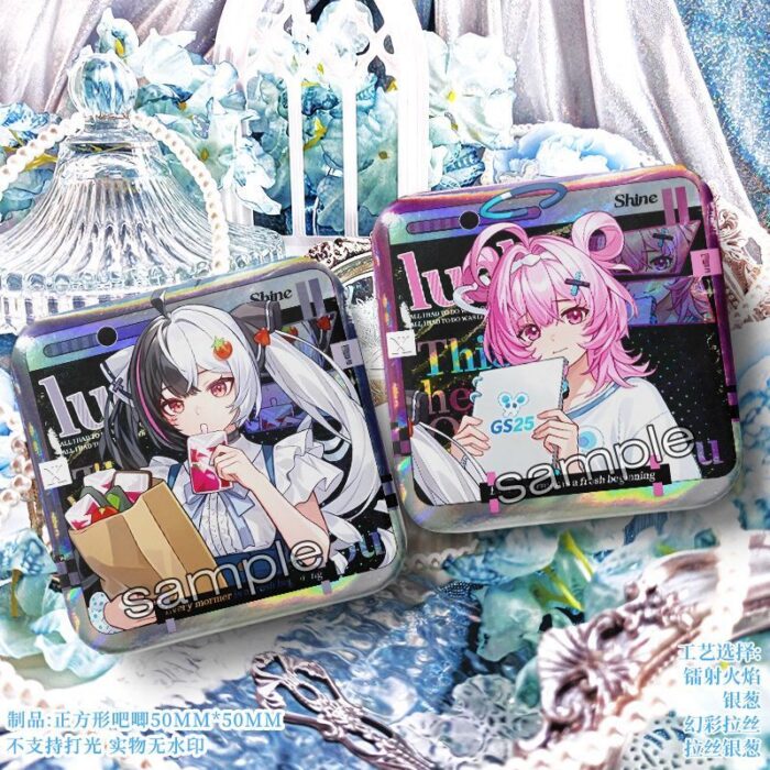 NTE GS25 Shinku Mint Lacrimosa Chiz Square Badge | nte.global NTE グッズ 이환 굿즈 | Mint, NTE 민트, NTE ミント, Lacrimosa, NTE 라크리모사, NTE ラクリモーサ, Chiz, NTE 치즈, NTE ちいちゃん, Shinku, NTE 真紅