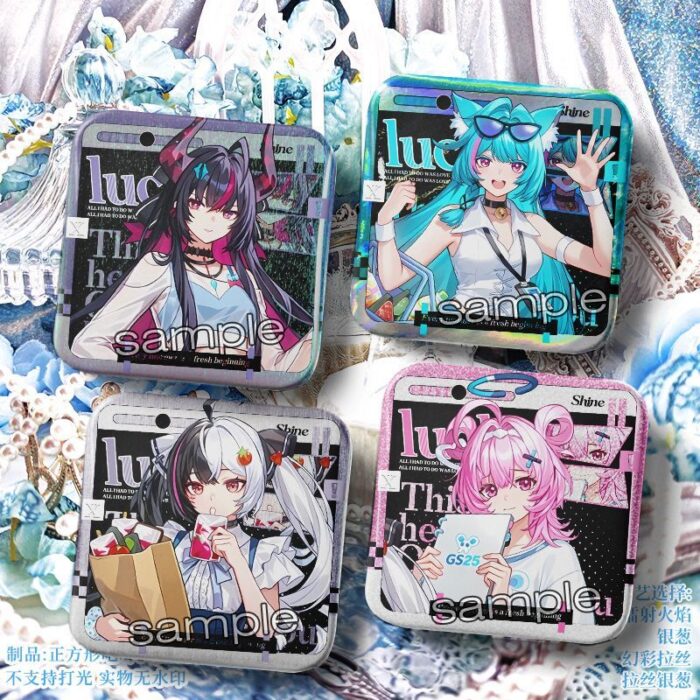 NTE GS25 Shinku Mint Lacrimosa Chiz Square Badge | nte.global NTE グッズ 이환 굿즈 | Mint, NTE 민트, NTE ミント, Lacrimosa, NTE 라크리모사, NTE ラクリモーサ, Chiz, NTE 치즈, NTE ちいちゃん, Shinku, NTE 真紅