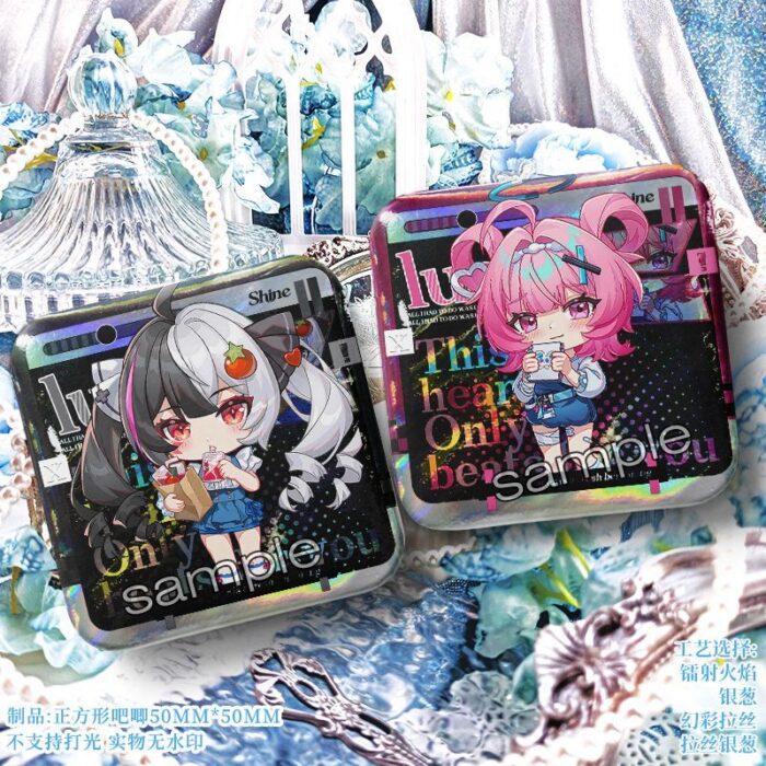 NTE GS25 Shinku Mint Lacrimosa Chiz Square Badge | nte.global NTE グッズ 이환 굿즈 | Mint, NTE 민트, NTE ミント, Lacrimosa, NTE 라크리모사, NTE ラクリモーサ, Chiz, NTE 치즈, NTE ちいちゃん, Shinku, NTE 真紅