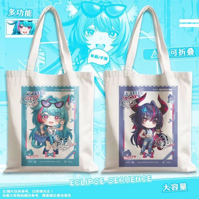 NTE GS25 Lacrimosa Shinku Chiz Mint Canvas Tote Bag | nte.global NTE グッズ 이환 굿즈 | Mint, NTE 민트, NTE ミント, Lacrimosa, NTE 라크리모사, NTE ラクリモーサ, Chiz, NTE 치즈, NTE ちいちゃん, Shinku, NTE 真紅