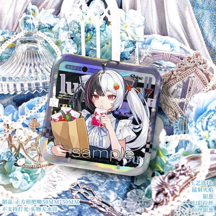 NTE GS25 Shinku Mint Lacrimosa Chiz Square Badge | nte.global NTE グッズ 이환 굿즈 | Mint, NTE 민트, NTE ミント, Lacrimosa, NTE 라크리모사, NTE ラクリモーサ, Chiz, NTE 치즈, NTE ちいちゃん, Shinku, NTE 真紅