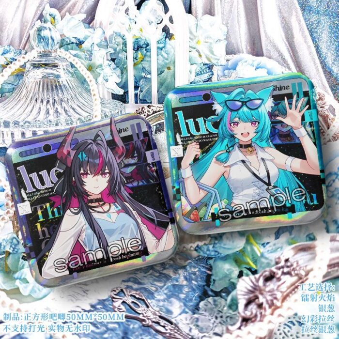 NTE GS25 Shinku Mint Lacrimosa Chiz Square Badge | nte.global NTE グッズ 이환 굿즈 | Mint, NTE 민트, NTE ミント, Lacrimosa, NTE 라크리모사, NTE ラクリモーサ, Chiz, NTE 치즈, NTE ちいちゃん, Shinku, NTE 真紅