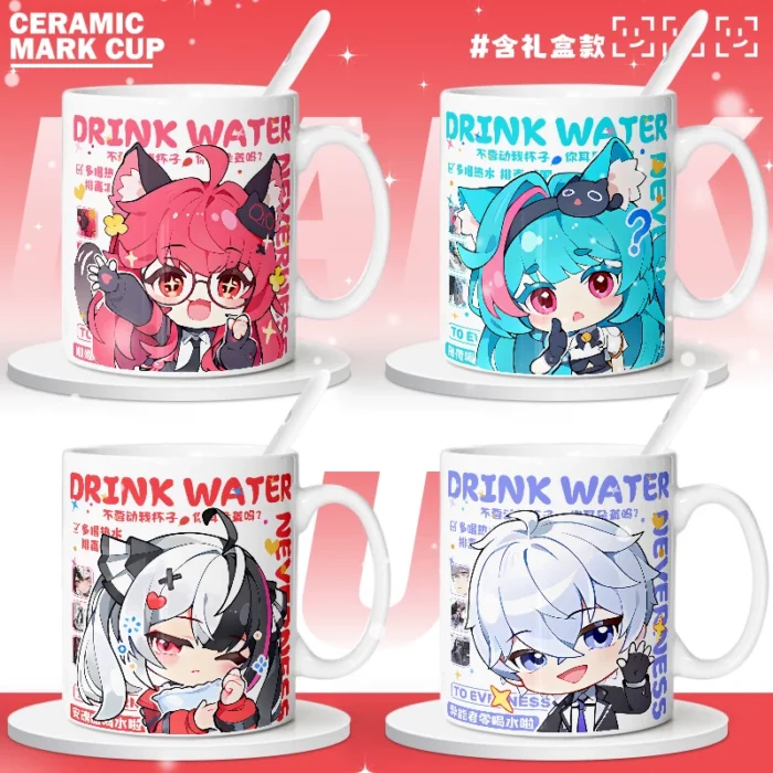 NTE Multiple Character Ceramic Mug | nte.global NTE グッズ 이환 굿즈 | Nanally, NTE 나나리, NTE ナナリ, Mint, NTE 민트, NTE ミント, Chiz, NTE 치즈, NTE ちいちゃん