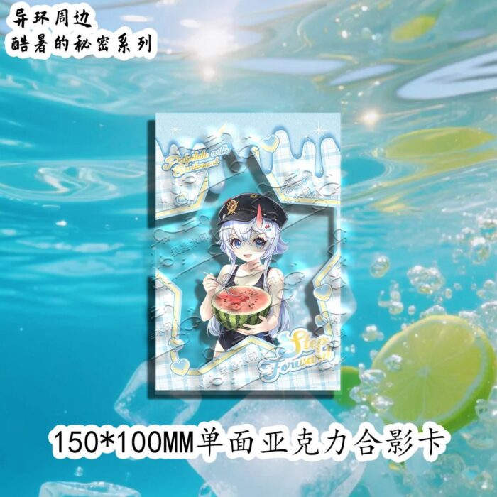 NTE Chiz, Hotori, Sakiri, Mint, Daffodill, Fadia, Haniel, Aurelia and Nanally Summer Secrets Acrylic Photo Cards | nte.global NTE グッズ 이환 굿즈 | Nanally, NTE 나나리, NTE ナナリ, Mint, NTE 민트, NTE ミント, Chiz, NTE 치즈, NTE ちいちゃん, Hotori