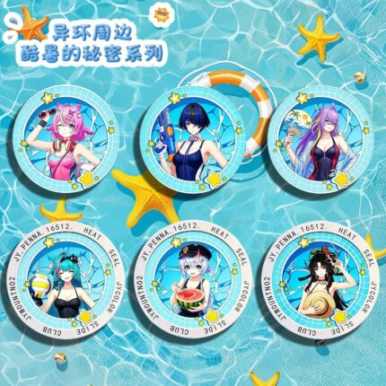 NTE Haniel, Daffodill, Fadia, Mint, Sakiri, Aurelia, Chiz, Hotori and Nanally Summer Secrets Badges | nte.global NTE グッズ 이환 굿즈 | Nanally, NTE 나나리, NTE ナナリ, Mint, NTE 민트, NTE ミント, Chiz, NTE 치즈, NTE ちいちゃん, Hotori