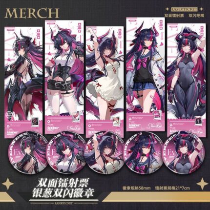 NTE Shinku Laser Ticket and Silver Glitter Badge Collection | nte.global NTE グッズ 이환 굿즈 | Shinku, NTE 真紅
