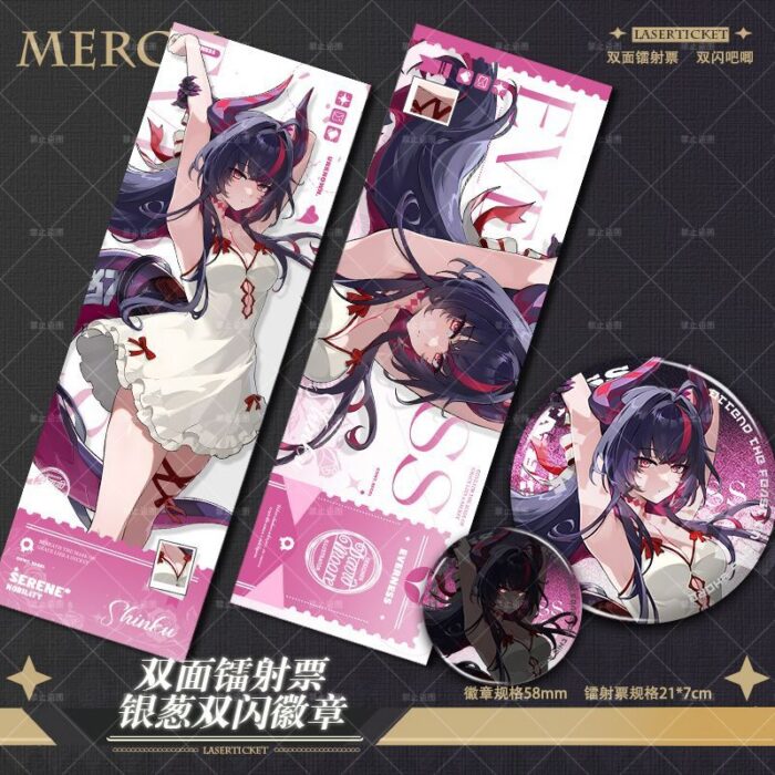 NTE Shinku Laser Ticket and Silver Glitter Badge Collection | nte.global NTE グッズ 이환 굿즈 | Shinku, NTE 真紅