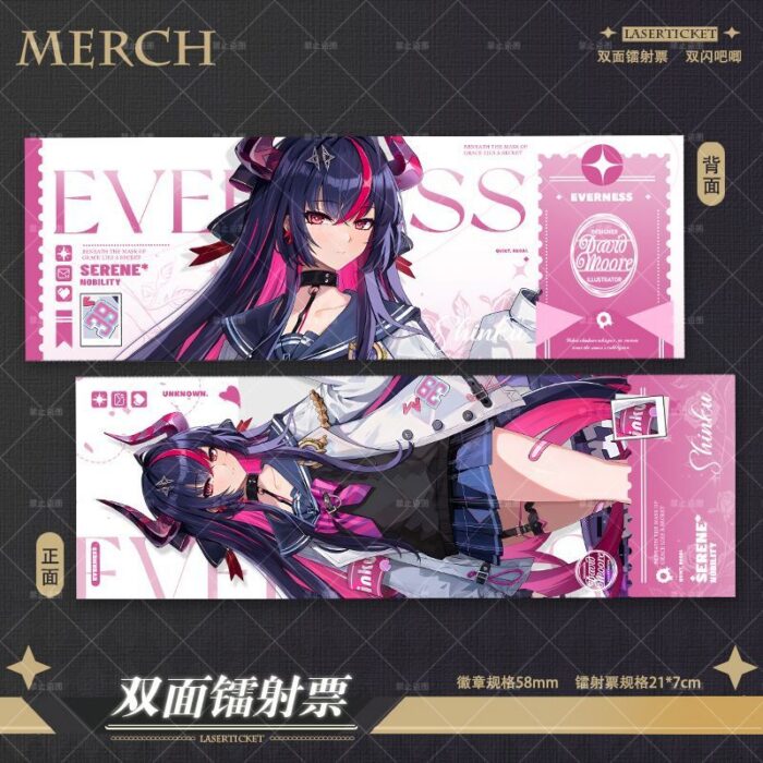 NTE Shinku Laser Ticket and Silver Glitter Badge Collection | nte.global NTE グッズ 이환 굿즈 | Shinku, NTE 真紅