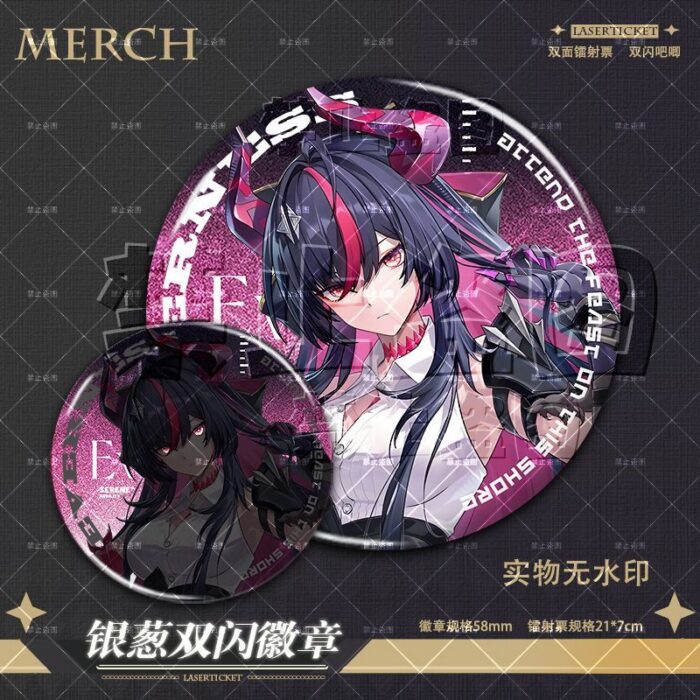 NTE Shinku Laser Ticket and Silver Glitter Badge Collection | nte.global NTE グッズ 이환 굿즈 | Shinku, NTE 真紅