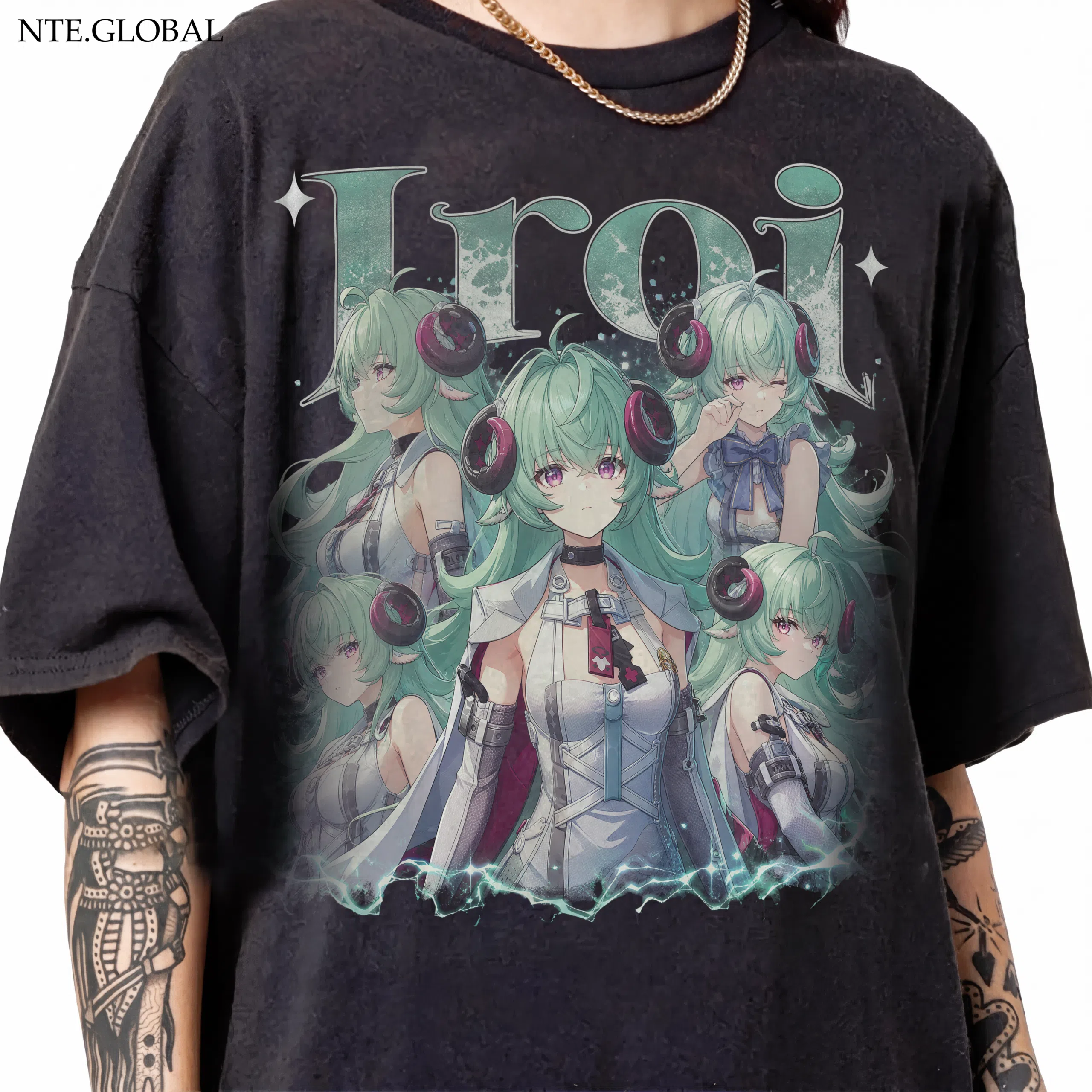 Neverness to Everness (NTE) Iroi “Emerald Pulse” Vintage Graphic T-Shirt – Retro Streetwear Edition | nte.global NTE グッズ 이환 굿즈 | Mint, NTE 민트, NTE ミント