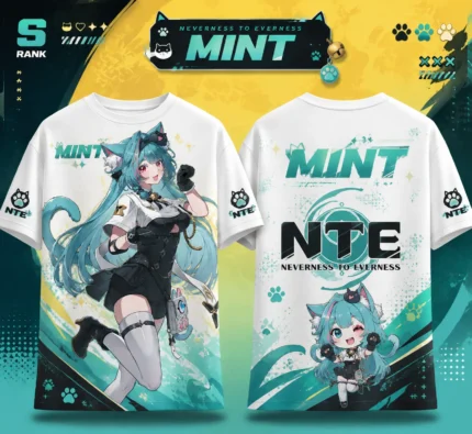 NTE Multi Character Graphic T-Shirt | nte.global NTE グッズ 이환 굿즈 | Mint, NTE 민트, NTE ミント, Hotori
