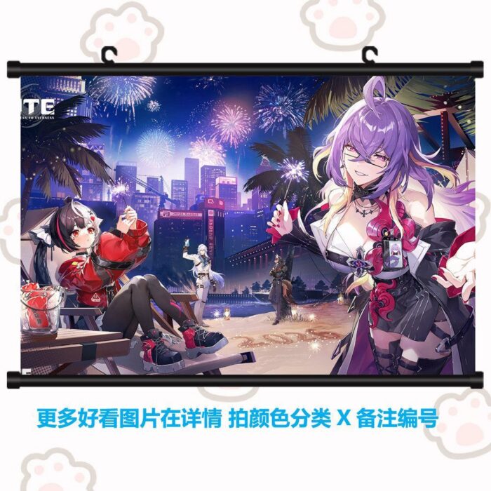 NTE Multi-Character Wall Tapestry | nte.global NTE グッズ 이환 굿즈 | Nanally, NTE 나나리, NTE ナナリ, Mint, NTE 민트, NTE ミント, Lacrimosa, NTE 라크리모사, NTE ラクリモーサ, Chiz, NTE 치즈, NTE ちいちゃん, Hotori