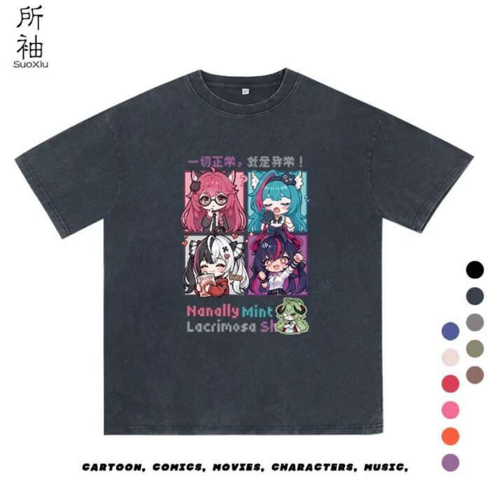 NTE Nanally, Mint, Lacrimosa and Shinku T-Shirt | nte.global NTE グッズ 이환 굿즈 | Nanally, NTE 나나리, NTE ナナリ, Mint, NTE 민트, NTE ミント, Lacrimosa, NTE 라크리모사, NTE ラクリモーサ, Shinku, NTE 真紅