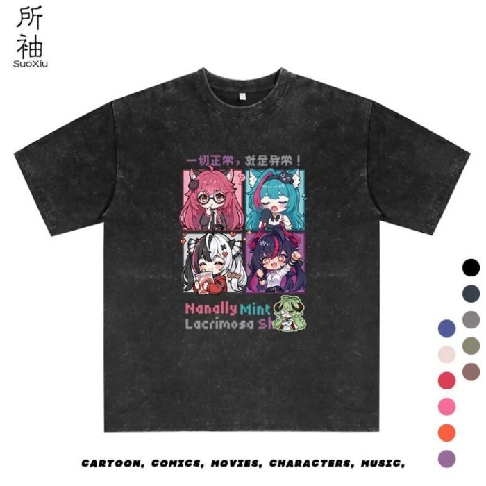 NTE Nanally, Mint, Lacrimosa and Shinku T-Shirt | nte.global NTE グッズ 이환 굿즈 | Nanally, NTE 나나리, NTE ナナリ, Mint, NTE 민트, NTE ミント, Lacrimosa, NTE 라크리모사, NTE ラクリモーサ, Shinku, NTE 真紅