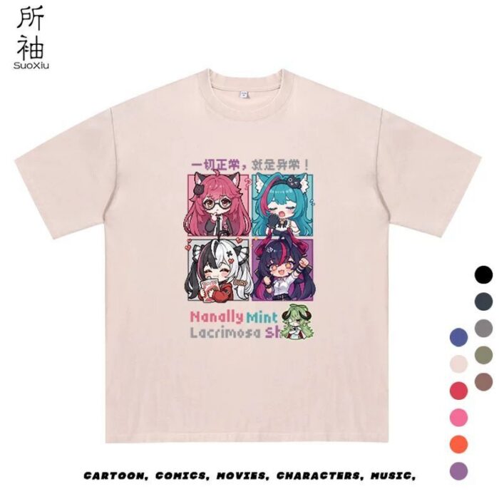NTE Nanally, Mint, Lacrimosa and Shinku T-Shirt | nte.global NTE グッズ 이환 굿즈 | Nanally, NTE 나나리, NTE ナナリ, Mint, NTE 민트, NTE ミント, Lacrimosa, NTE 라크리모사, NTE ラクリモーサ, Shinku, NTE 真紅
