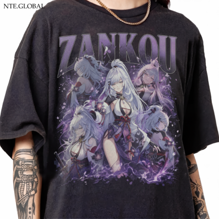 Neverness to Everness (NTE) Zankou “Phantom Bloom” Vintage Graphic T-Shirt – Retro Streetwear Edition | nte.global NTE グッズ 이환 굿즈