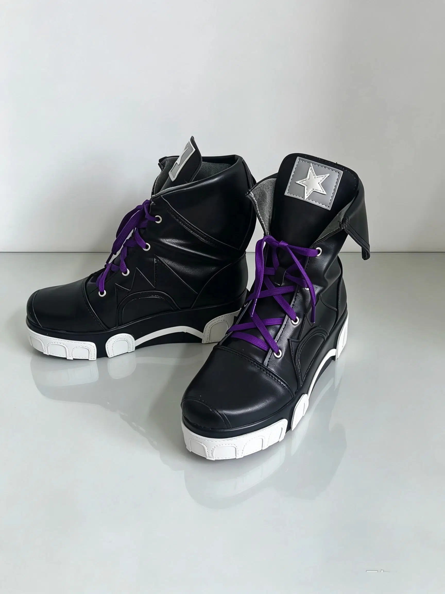 NTE Akane Rin Black and Purple Star Cosplay Shoes NTE Akane Rin Black and Purple Star Cosplay Shoes