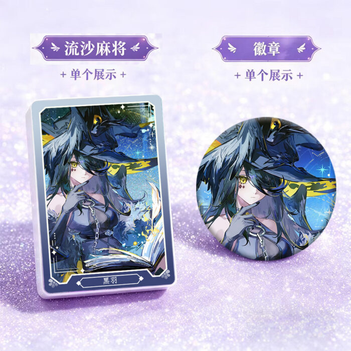 NTE Blackbird Blue Gown Portrait Glitter Acrylic Block and Badge