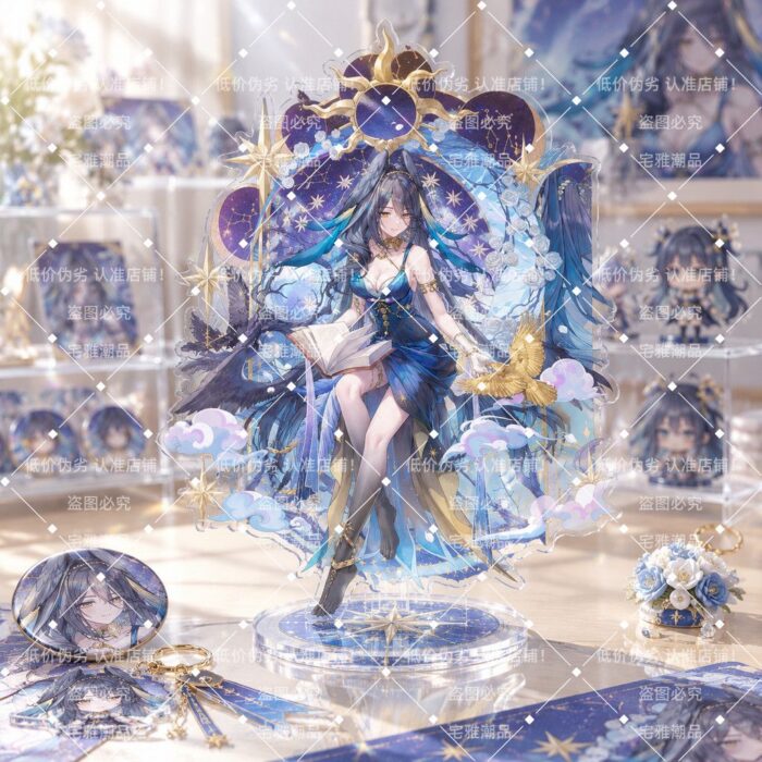 NTE Blackbird Starlight Blue Gown Acrylic Standee and Badge - 10 cm Standee
