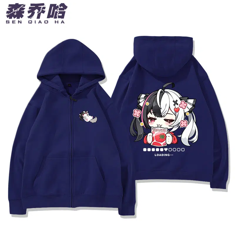 NTE Lacrimosa Chibi Tomato Zip Hoodie - Navy - Design 1 NTE Lacrimosa Chibi Tomato Zip Hoodie - Navy - Design 1