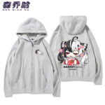 NTE Lacrimosa Chibi Tomato Zip Hoodie - Grey - Design 1