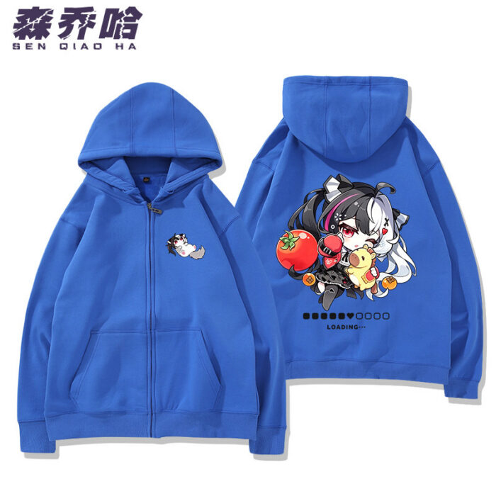 NTE Lacrimosa Chibi Tomato Zip Hoodie - Blue - Design 3