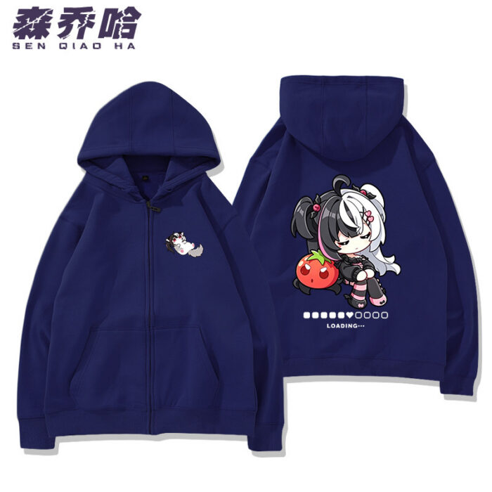 NTE Lacrimosa Chibi Tomato Zip Hoodie - Navy - Design 2