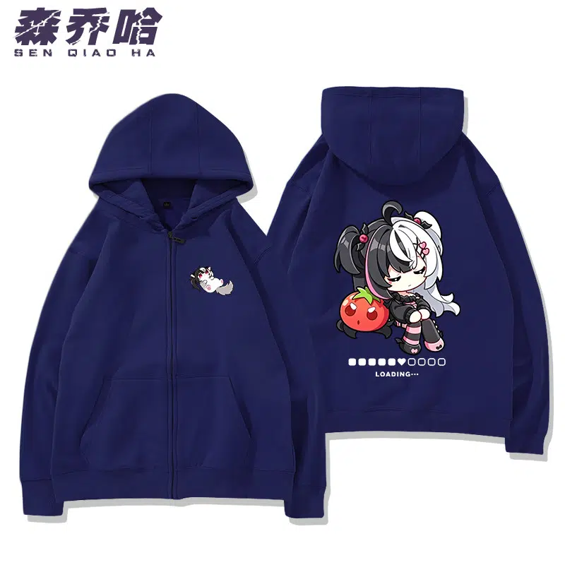 NTE Lacrimosa Chibi Tomato Zip Hoodie - Navy - Design 2 NTE Lacrimosa Chibi Tomato Zip Hoodie - Navy - Design 2