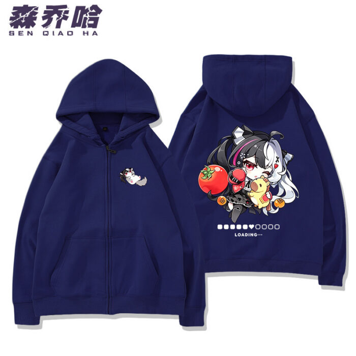 NTE Lacrimosa Chibi Tomato Zip Hoodie - Navy - Design 3
