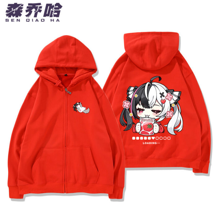NTE Lacrimosa Chibi Tomato Zip Hoodie - Red - Design 1