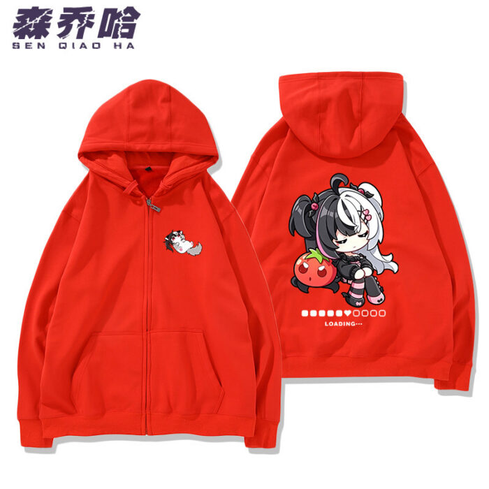 NTE Lacrimosa Chibi Tomato Zip Hoodie - Red - Design 2