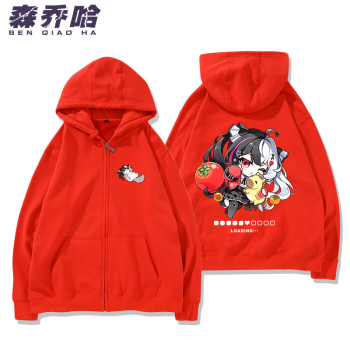 NTE Lacrimosa Chibi Tomato Zip Hoodie - Red - Design 3