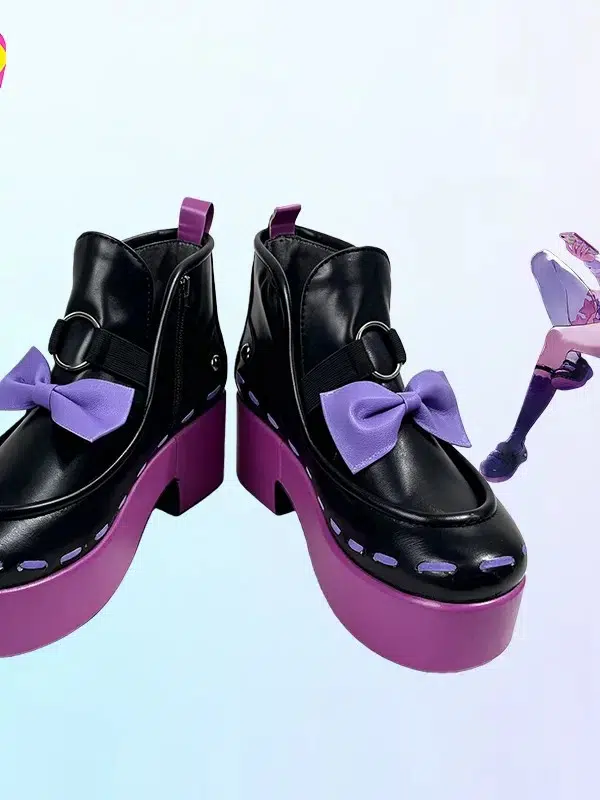 NTE Linko Black and Purple Cosplay Shoes