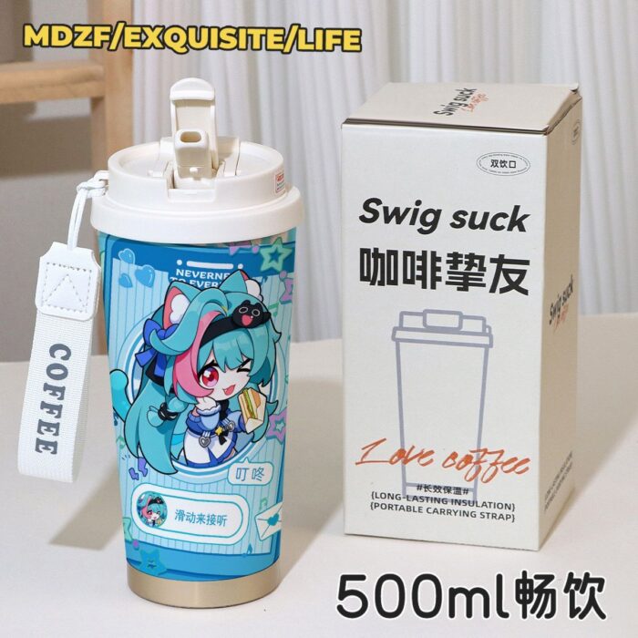 NTE Mint Lacrimosa Blue Uniform Dual Drink Insulated Cup | nte.global NTE グッズ 이환 굿즈 | Mint, NTE 민트, NTE ミント, Lacrimosa, NTE 라크리모사, NTE ラクリモーサ